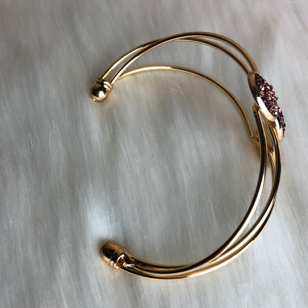 Pink Druzy Three Stone Bracelet - Picture 3 of 3